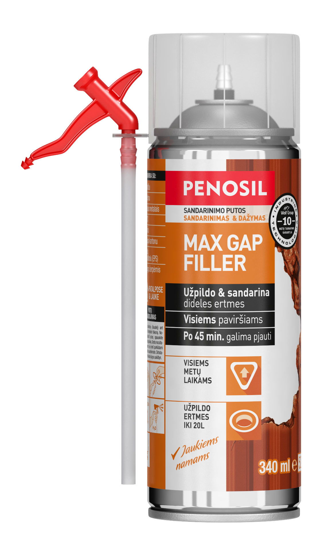 Šiaudelinės sandarinimo putos PENOSIL MAX GAP FILLER, šviesiai geltonos sp.,  310 ml