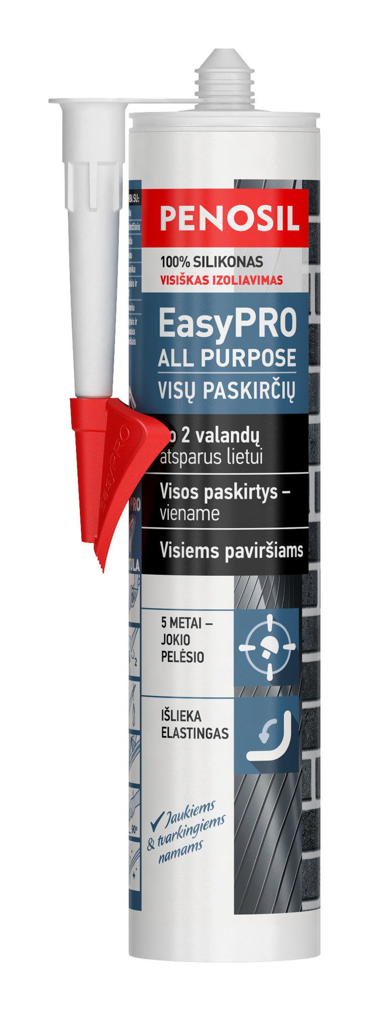 Visų paskirčių silikoninis hermetikas PENOSIL EASYPRO ALL PURPOSE, baltos sp., 310 ml