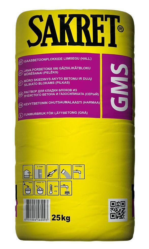 Blokelių klijai SAKRET GMS, 25 kg