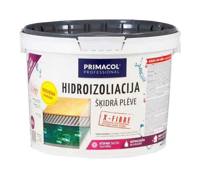 Hidroizoliacinė mastika PRIMACOL X-FIBRE, su mikro pluoštu, 4,5 kg