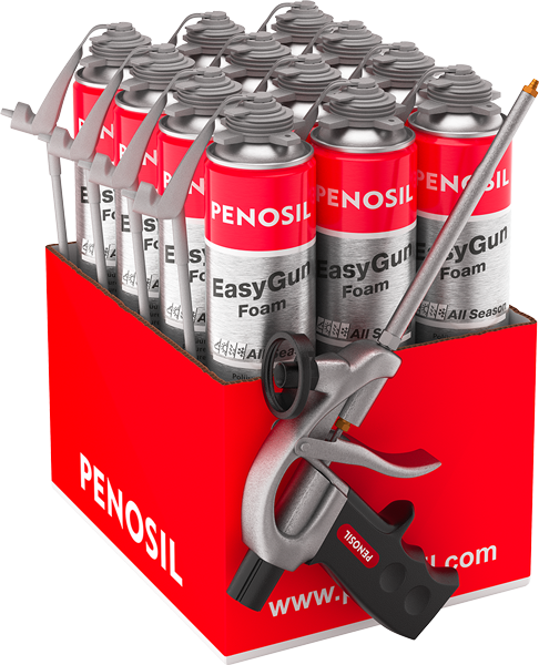 Universalios sandarinimo putos PENOSIL EASYGUN FOAM ALL SEASON, 750 ml, 12 vnt. + putų pistoletas C1