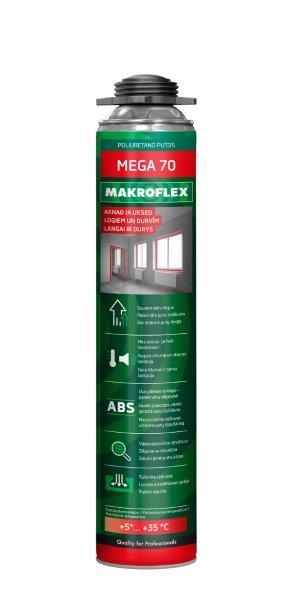 Didesnės išeigos PU montavimo putos MAKROFLEX PREMIUM MEGA 70 PRO, 870 ml