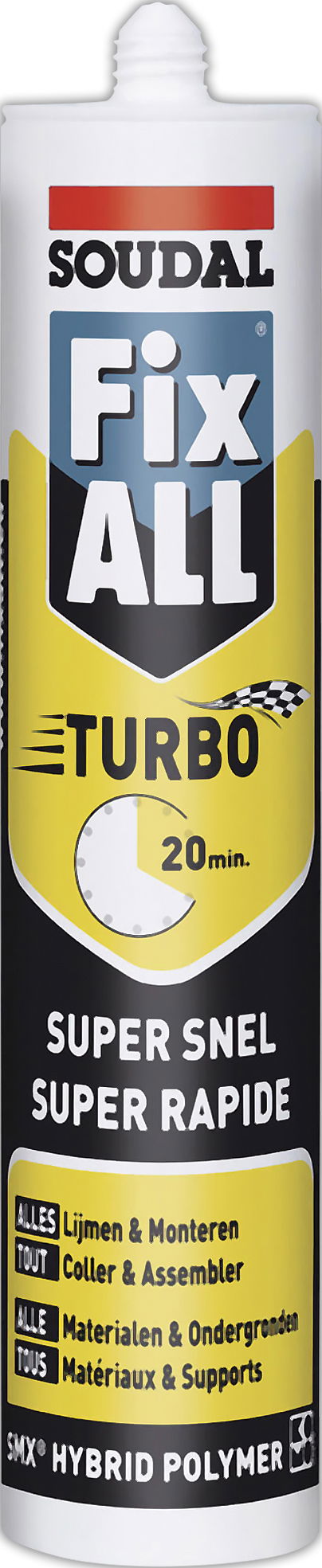 Greitai džiūstantys montažiniai klijai SOUDAL FIX ALL TURBO, baltos sp., 290 ml