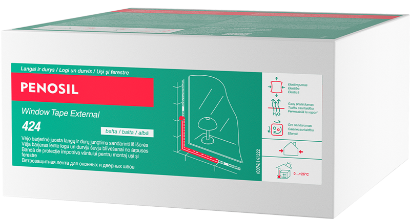 Išorinė langų sandarinimo juosta PENOSIL Window Tape External 424, baltos sp., 100mm/25m