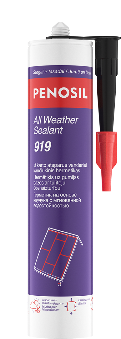 Vandeniui atsparus hermetikas PENOSIL ALL WEATHER SEALANT 919, juodos sp., 300 ml