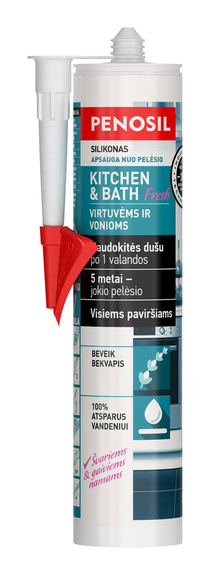 Virtuvės ir vonios silikoninis hermetikas PENOSIL KITCHEN & BATH, baltos sp., 310 ml