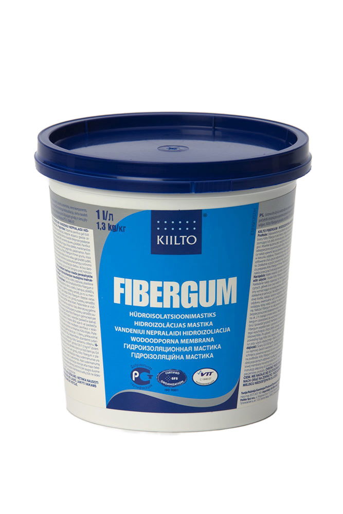 Hidroizoliacinė mastika KIILTO FIBERGUM, su mikro pluoštu, 1,3 kg