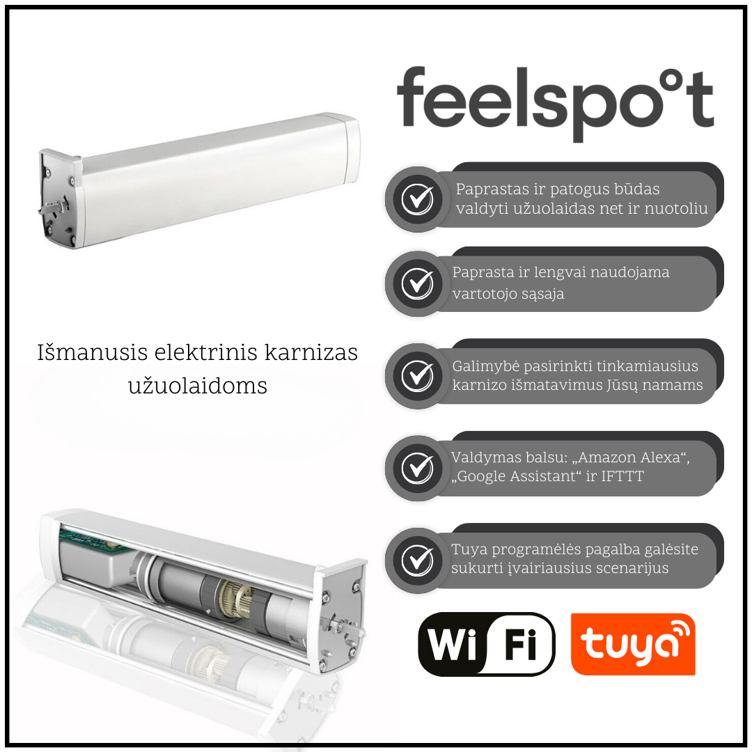 Išmanusis užuolaidų valdymo rinkinys (4m) Feelspot FS-CM04W