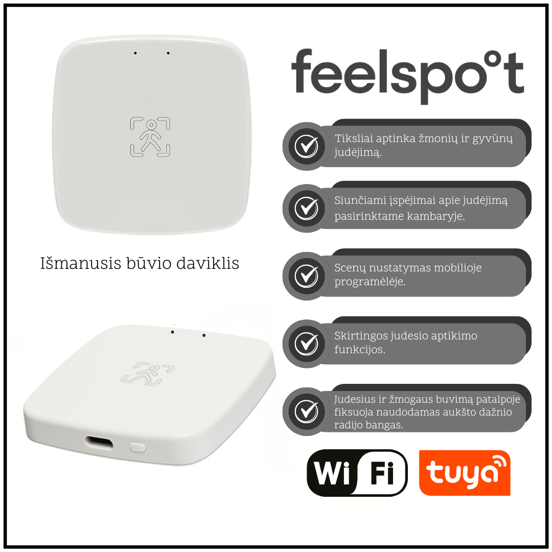 Išmanusis būvio daviklis Feelspot FS-HP01W WiFi, Tuya (sieninis)