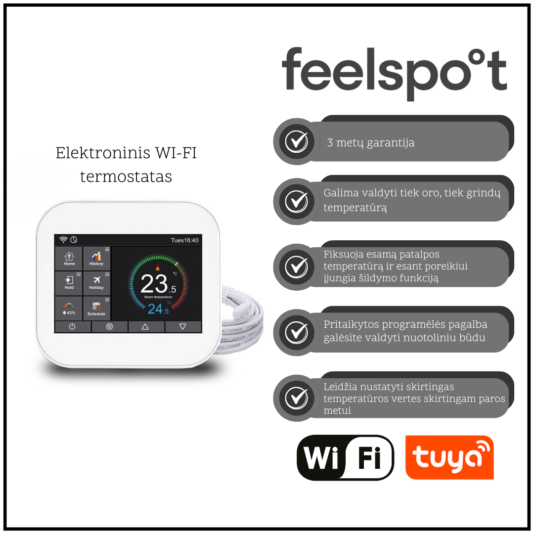 Termoreguliatorius Feelspot WI-FI baltas