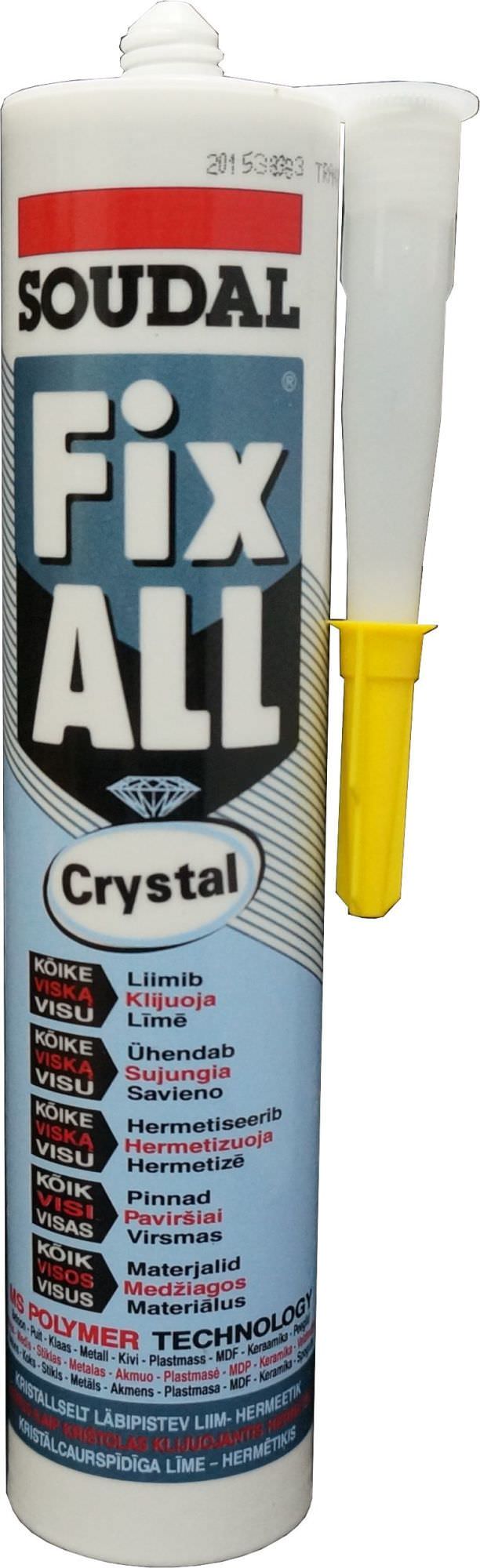 Klijuojantis hermetikas SOUDAL FIX ALL CRYSTAL, bespalvis, 290 ml