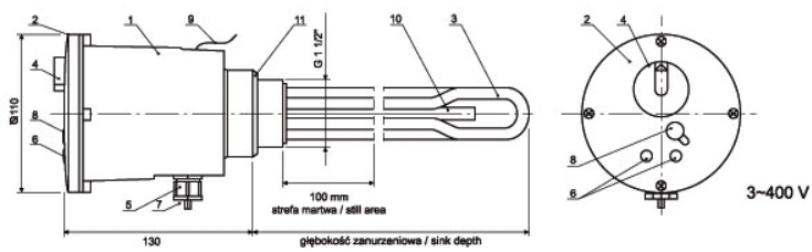 Kaitinimo elementas Elektromet EJK 6000 W (trifazis-400 V)