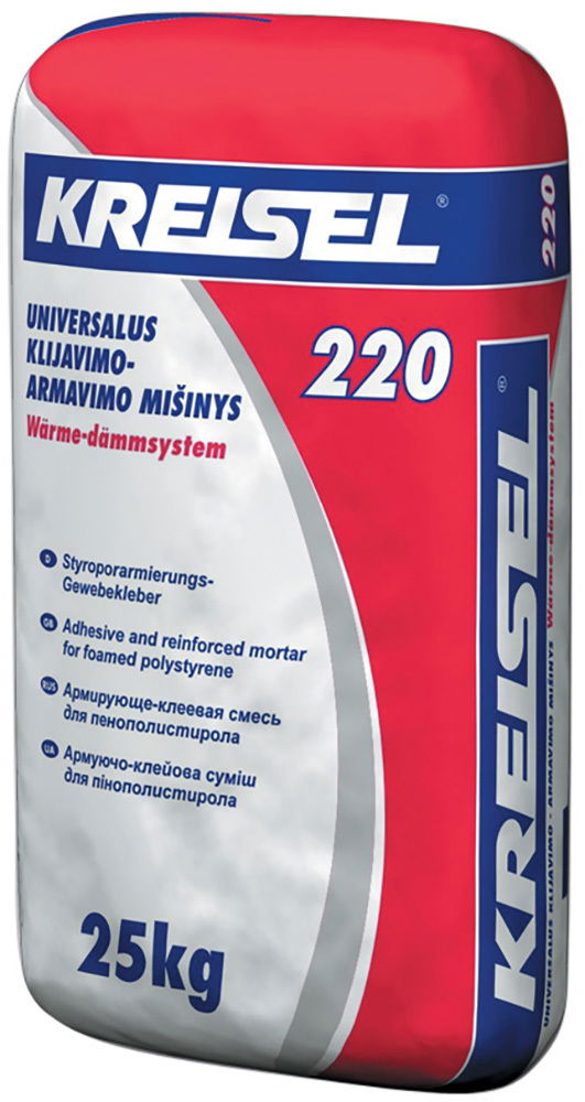 Klijavimo ir armavimo mišinys polistireno ir vatos plokštėms KREISEL WARMEDAMMSYSTEM 220, 25 kg