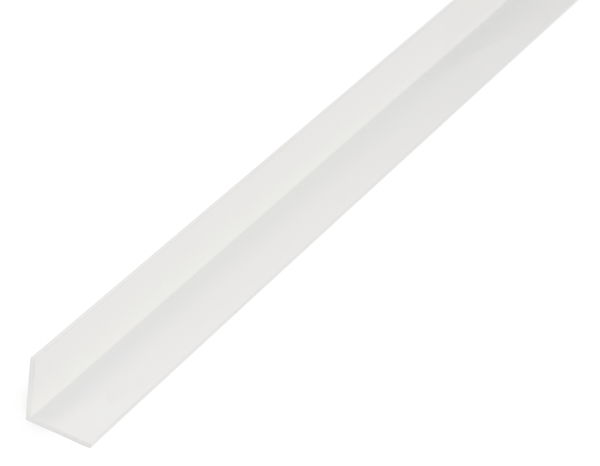 Plastikinis kampinis profiliuotis, baltos sp., 470265, 20 x 10 x 1,5 x 2600 mm