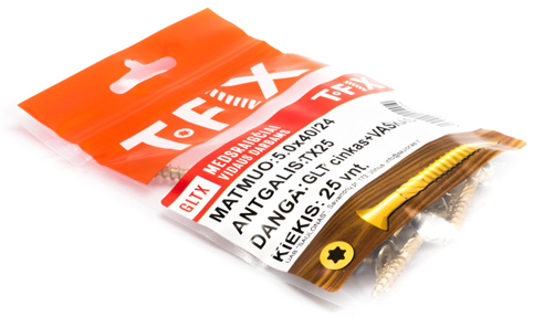 Medsraigčiai TORX, geltonai cinkuoti 3,5x20, 50 vnt.