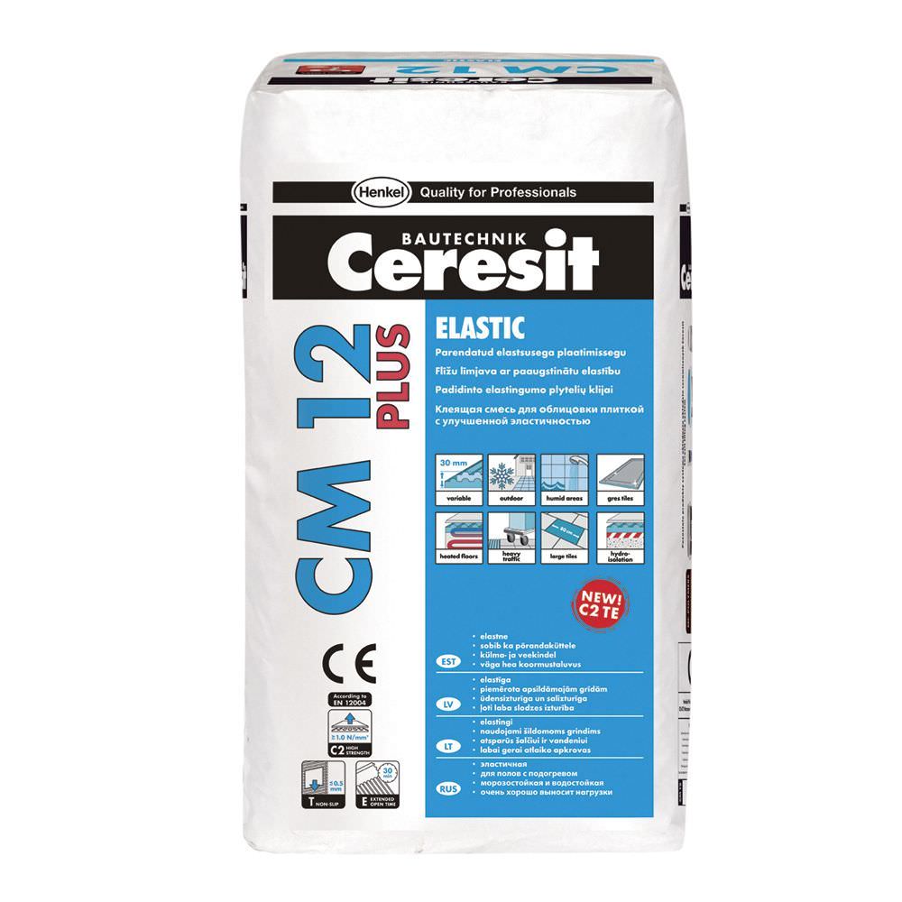 Plytelių klijai CERESIT CM12 ELASTIC, padidinto elastingumo, 25 kg