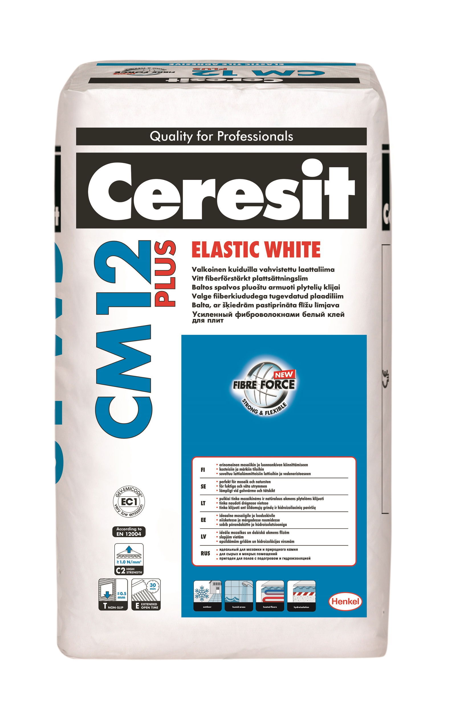 Plytelių klijai CERESIT CM12 Elastic Plus White, 25 kg