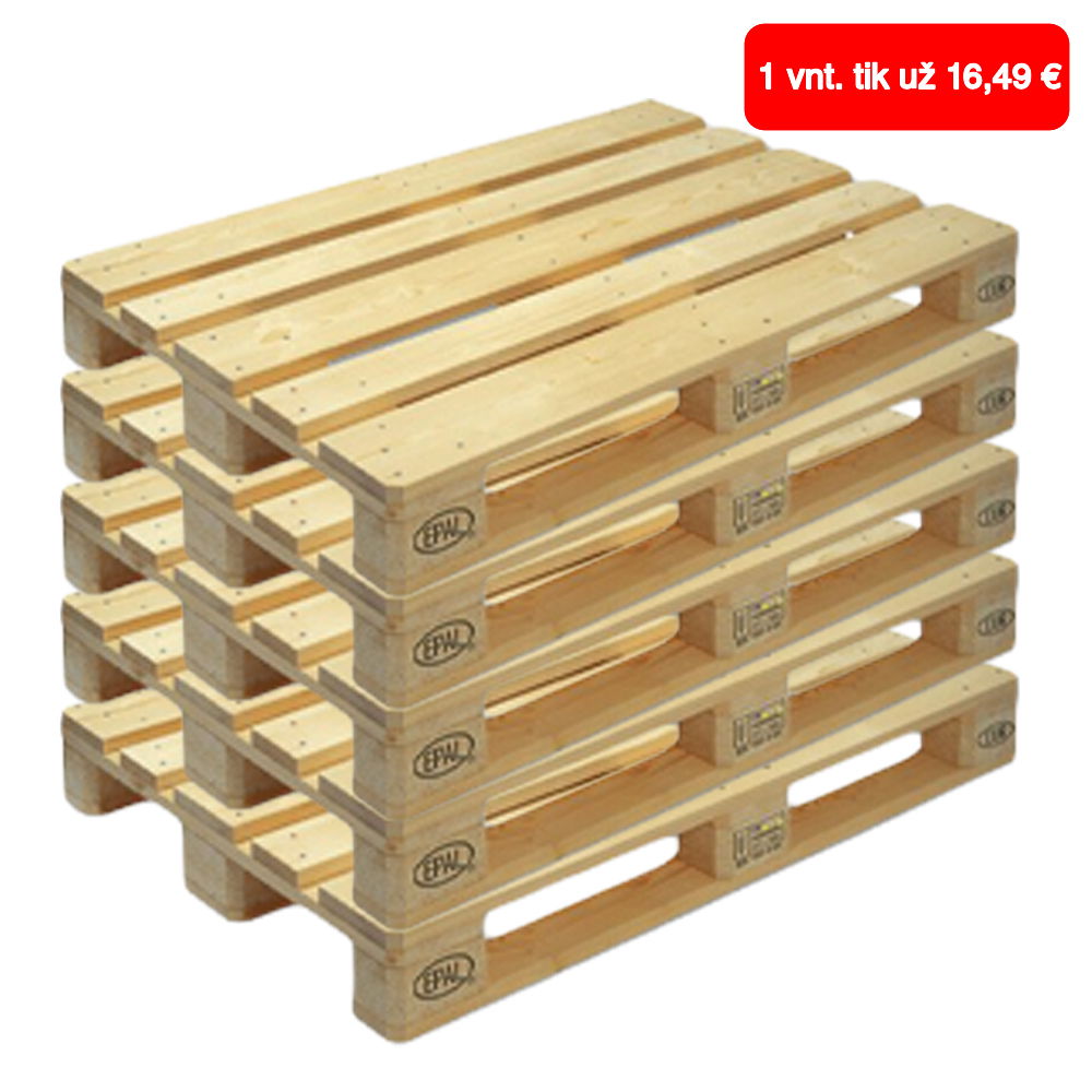 EURO EPAL padėklas, naujas, šviesus 800x1200 mm, apkrova iki 2000 kg, 5vnt.