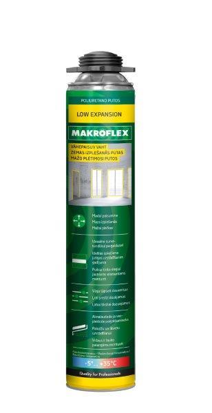 Pistoletinės montavimo putos MAKROFLEX LOW EXPANSION, 750 ml