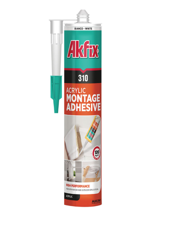 Montažiniai klijai AKFIX 310, vandens pagrindo, 310 ml
