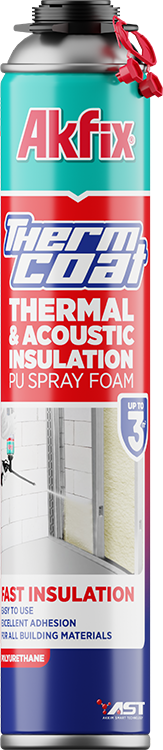 Termoizoliacinės poliuretano putos šiltinimiui AKFIX Thermcoat, 850 ml