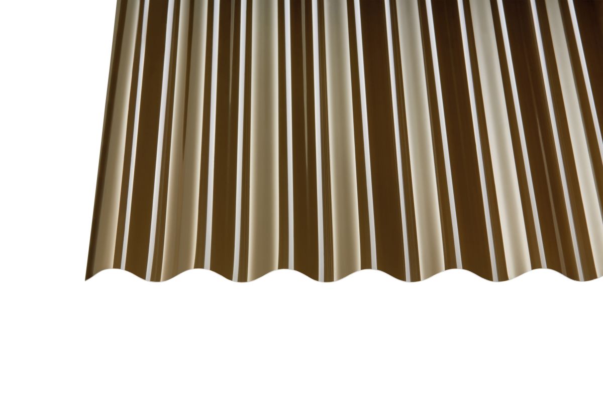 Monolitinio polikarbonato lakštas GUTTA 76/18 Sinus, bronzos sp., 2000x1045x0,8 mm