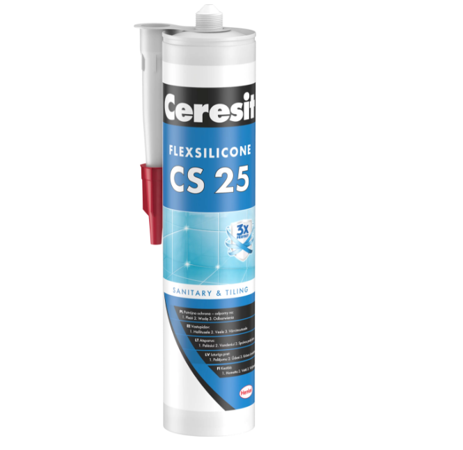 Sanitarinis silikoninis hermetikas CERESIT CS25 Express, skaidrus, 280 ml