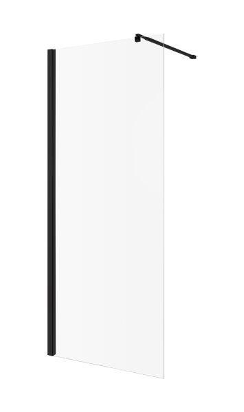 Dušo sienelė INVENA, skaidrus stiklas 8mm, 100 x 200 cm, juodas rėmas, su antikalkine danga