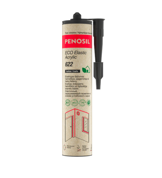 Akrilinis hermetikas PENOSIL Eco Elastic Acrylic 622, silikonizuotas, baltos sp., 300 ml