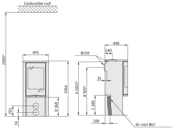 Krosnelė CONTURA C510:3 G Style, juodos spalvos, muilo akmens viršus (798969, 803351)
