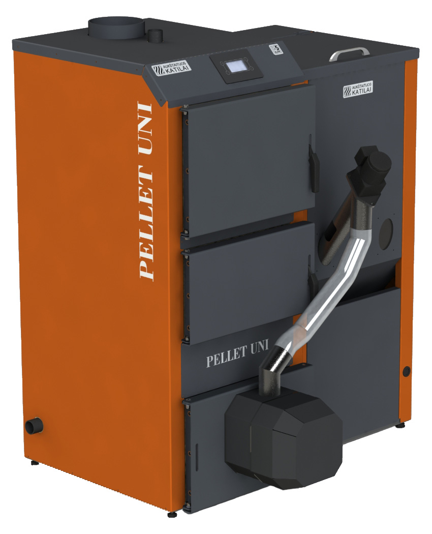 Katilas granul. PELLET UNI 20 su 16kW degikliu ir 260 l talpa su KIPI ROT degikliu