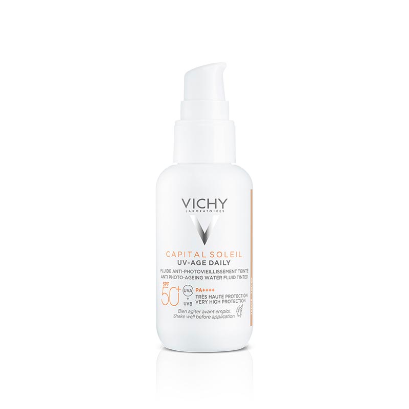 VICHY Capital Soleil UV-Age Daily SPF 50+ veido kremas nuo saulės nuo fotosenėjimo su atspalviu 40 ml