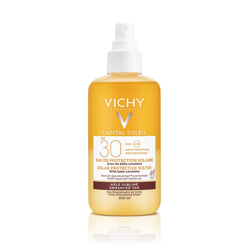 VICHY Capital Soleil Bronzing Water SPF 30+ purškiamas kremas nuo saulės su beta karotinu 200 ml