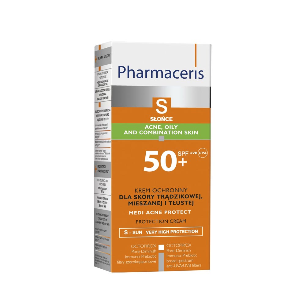 PHARMACERIS Sun SPF50+ apsauginis kremas spuoguotai, mišriai ar riebiai odai 50 ml