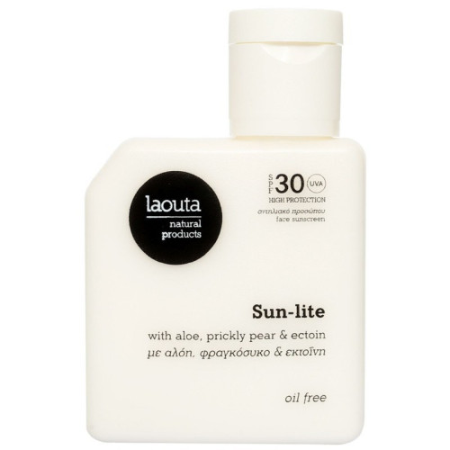 Drėkinamasis, švytėjimo veido odai suteikiantis kremas nuo saulės Laouta Sun Lite Oil Free Face Sunscreen SPF 30 50 ml
