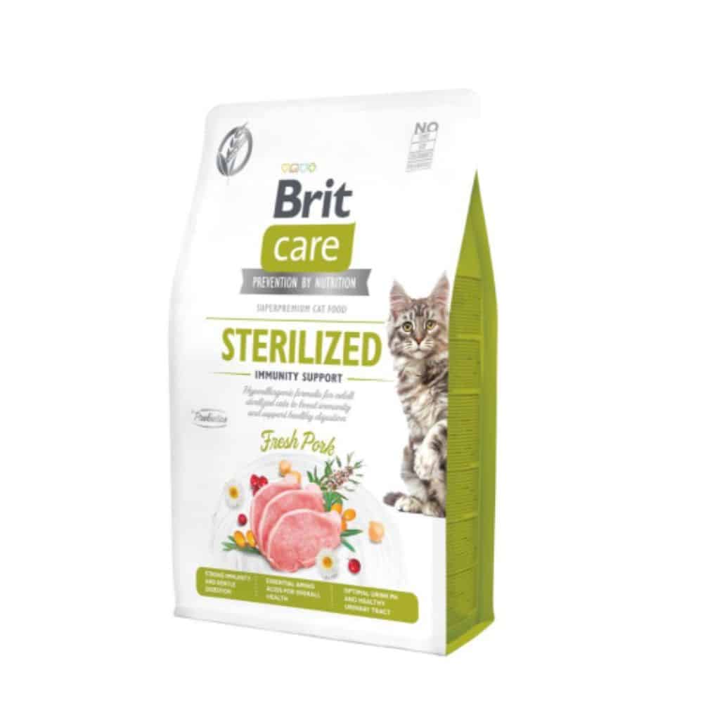 Brit Care Cat Grain-Free Sterilized Immunity Support begrūdis sausas maistas sterilizuotoms katėms - Produkto Svoris 400g