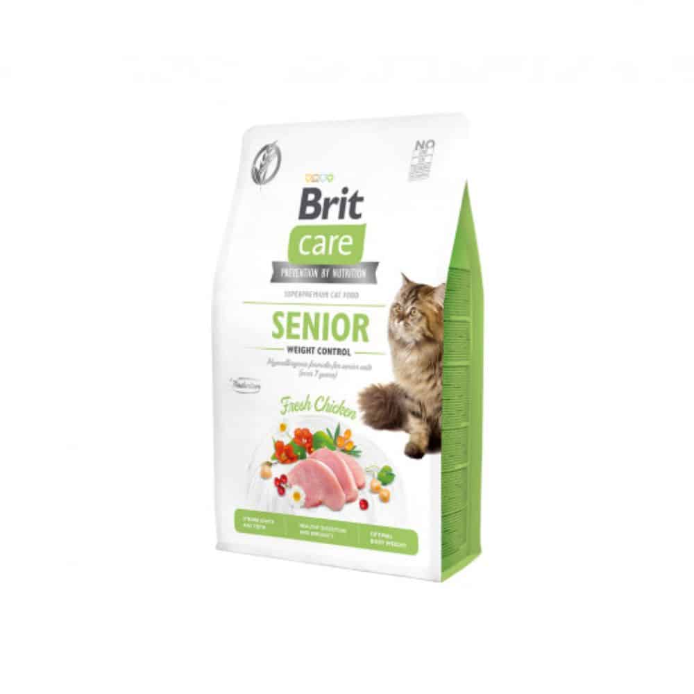 Brit Care Senior Weight Control begrūdis sausas maistas vyresnėms katėms - Produkto Svoris 400g