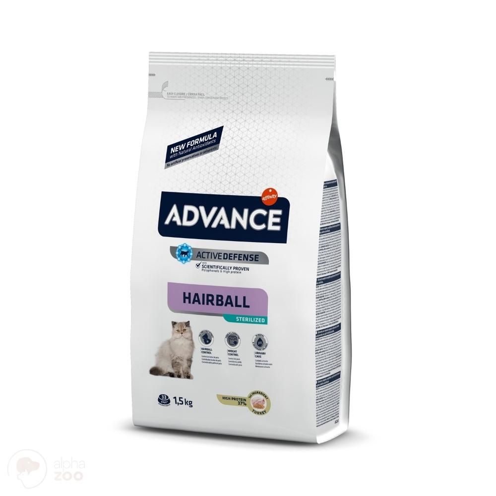 Advance Hairball Sterilized Sausas Maistas Katėms nuo plaukų gumuliukų - Produkto Svoris 1.5kg