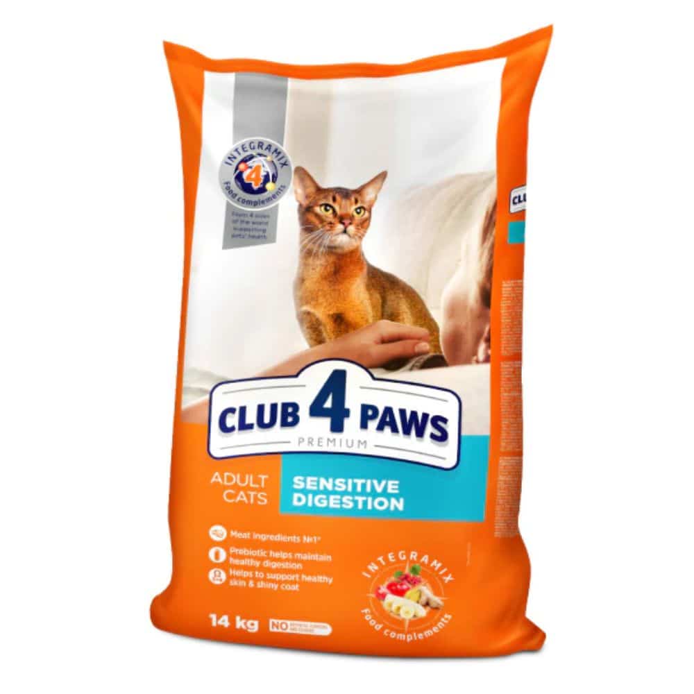 CLUB 4 PAWS Sensitive Digestion sausas maistas katėms jautriu skrandžiu - Produkto Svoris 2kg