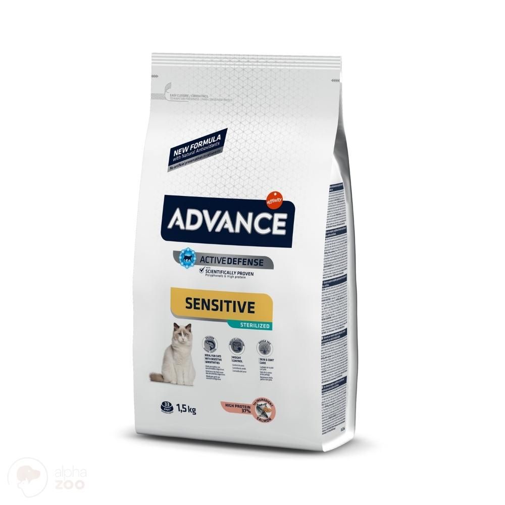 Advance Sensitive Sterilized Salmon&Barley sausas maistas katėms su lašiša - Produkto Svoris 1.5kg