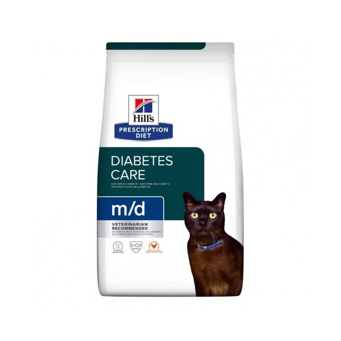 Hill's Prescription Diet Diabetes Care m/d Chicken sausas maistas katėms, padedantis numesti svorio ir reguliuoti cukraus kiekį kraujyje, 1,5 kg