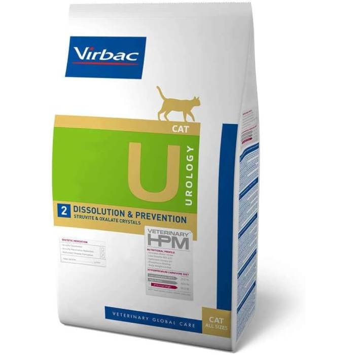 Virbac Veterinary HPM 2 Urology Dissolution - Prevention Cat sausas maistas katėms skirtas struvitinių akmenų tirpdymui, 1,5 kg