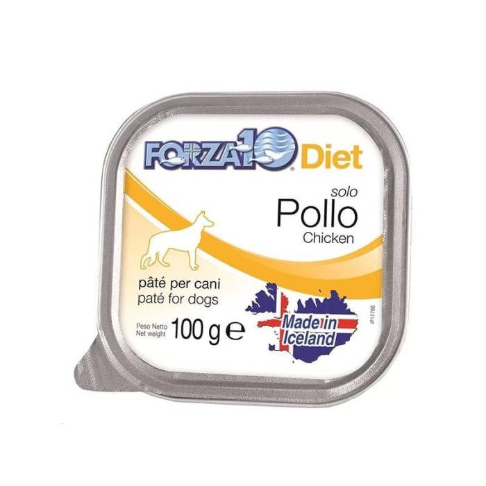 Forza10 Solo Diet Chicken drėgnas maistas šunims, su maisto netoleravimu ir alergijomis, 100 g