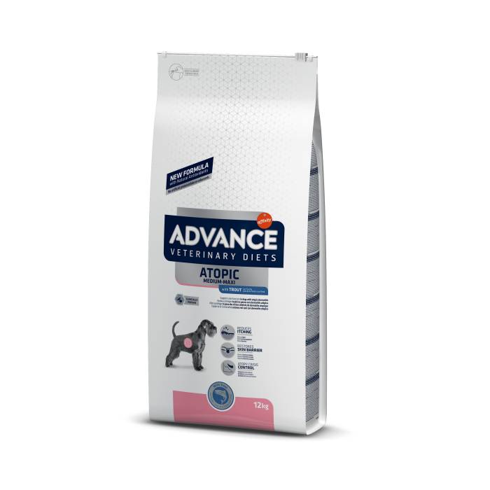 Advance Veterinary Diets Atopic Med-Maxi Trout sausas maistas alergiškiems šunims, sergantiems dermatoze, 12 kg