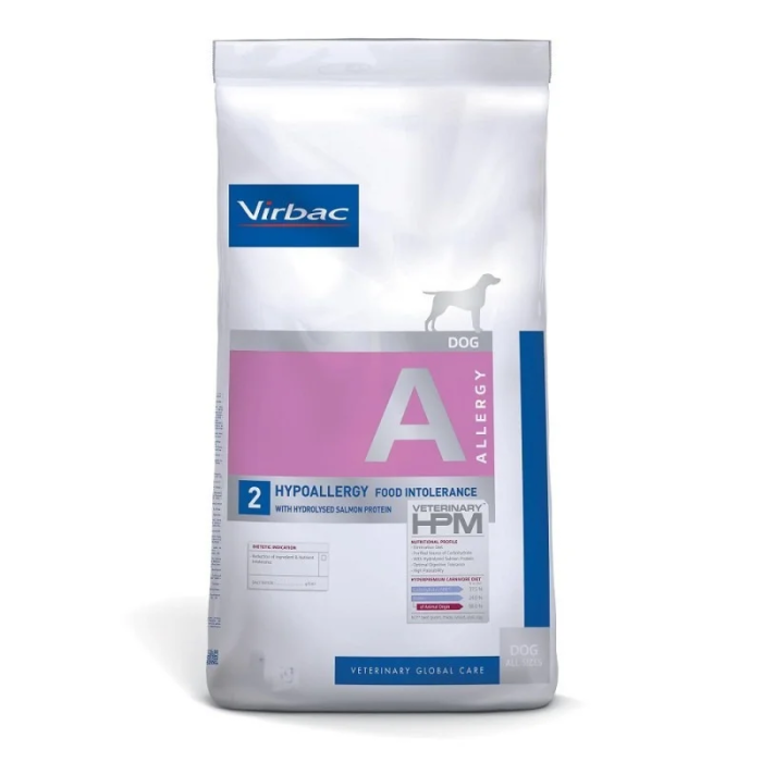 Virbac Veterinary HPM 2 Hypoallergy Dog sausas maistas jautrų skrandį turintiems šunims, 3 kg