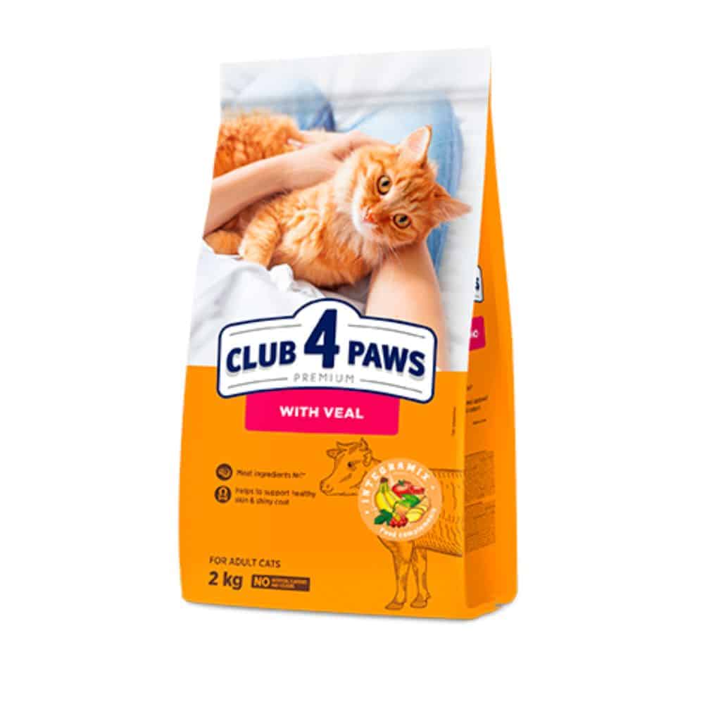 CLUB 4 PAWS Veal sausas maistas katėms su veršiena 14kg