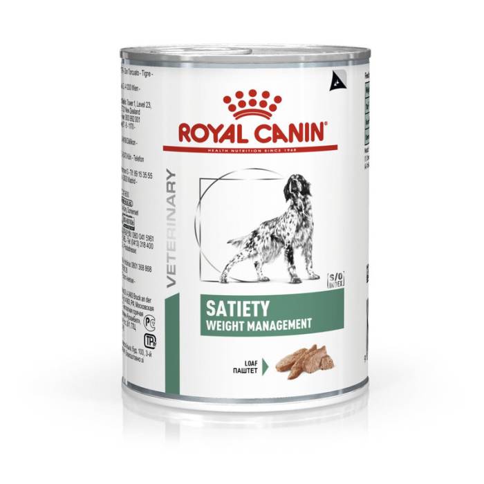 Royal Canin Veterinary Satiety Weight Management drėgnas maistas vidutinių ir didelių veislių šunims kovojantiems su antsvorio ir nutukimo problemomis, 410 g