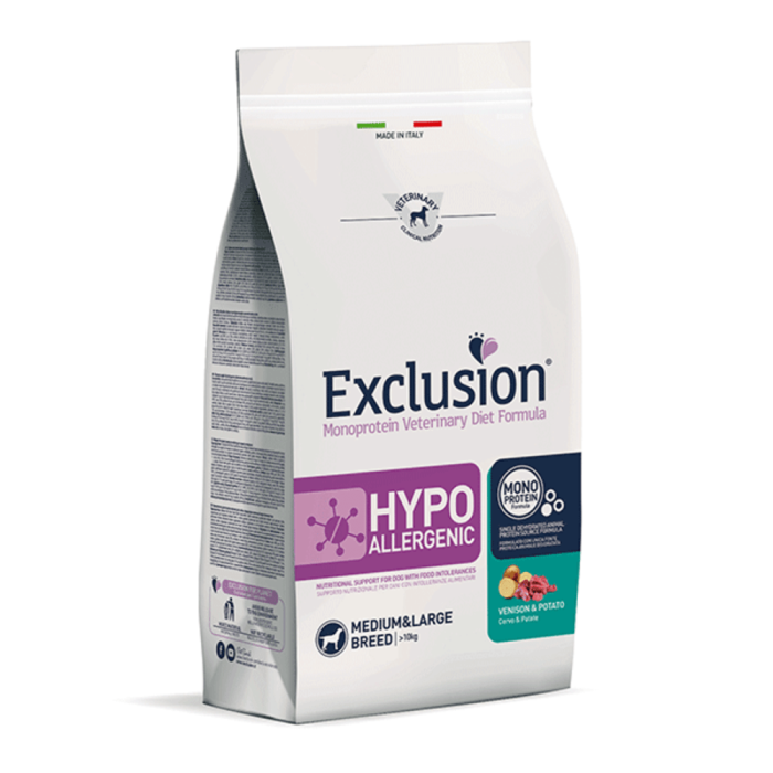 Exclusion Hypoallergenic sausas maistas vidutinių ir didelių veislių šunims su elniena ir bulvėmis, M/L, 12 kg