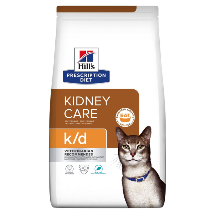 Hill's Prescription Diet Feline k/d Kidney Care Tuna sausas maistas katėms su inkstų funkcijų sutrikimais, 3 kg