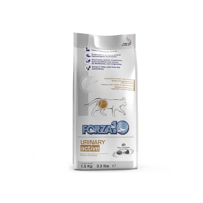 Forza10 Urinary Active sausas maistas katėms, skirtas Inkstų funkcijai palaikyti, 1,5 kg